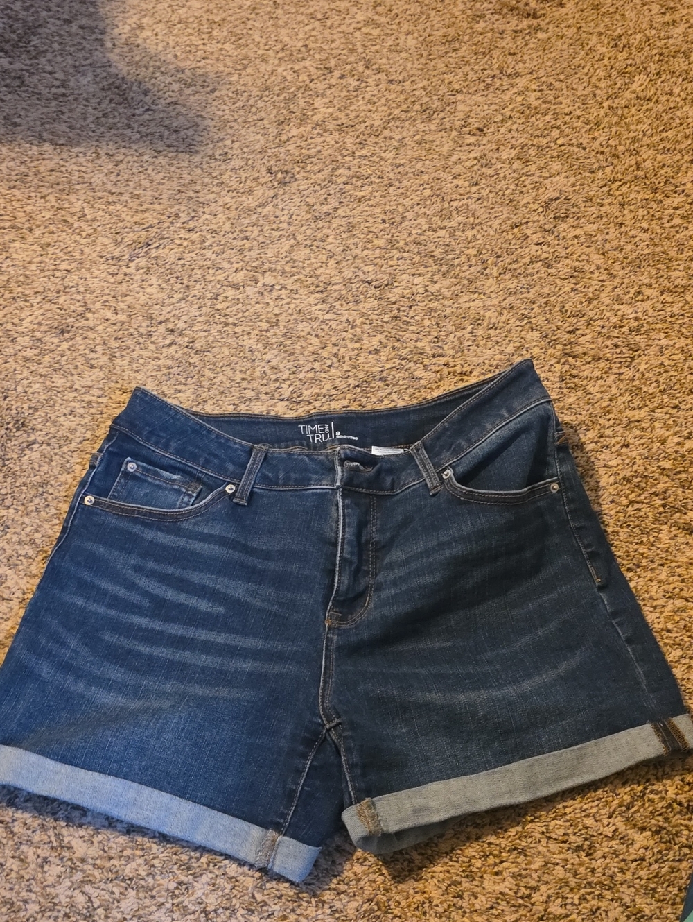 Time and Tru Indigo Roll-Cuff Denim Shorts